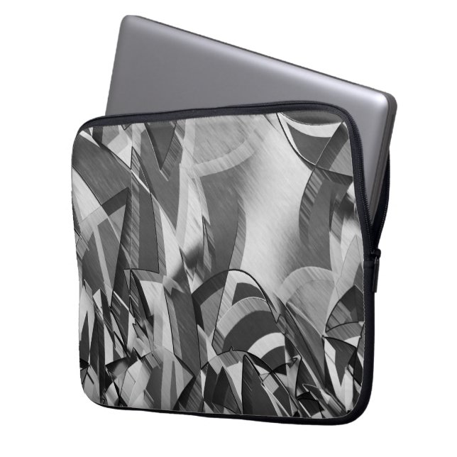 Capa Para Notebook Cinza listra sobre a imagem preta com garoa (Frente Esquerda)