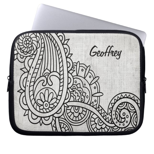 Capa Para Notebook Cinza Mehndi Motif Bolsa de laptop (Frente)