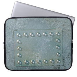 Capa Para Notebook Cinza metálica com placa de texto na bolsa de lapt