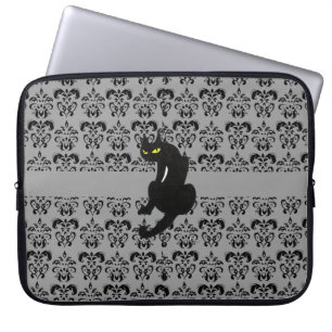 CAPA PARA NOTEBOOK CINZA NEGRA DE GATO NEGRO