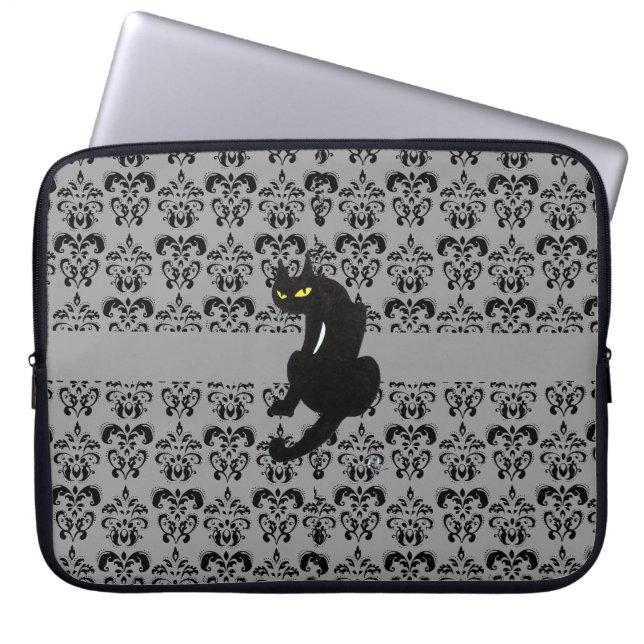 CAPA PARA NOTEBOOK CINZA NEGRA DE GATO NEGRO (Frente)