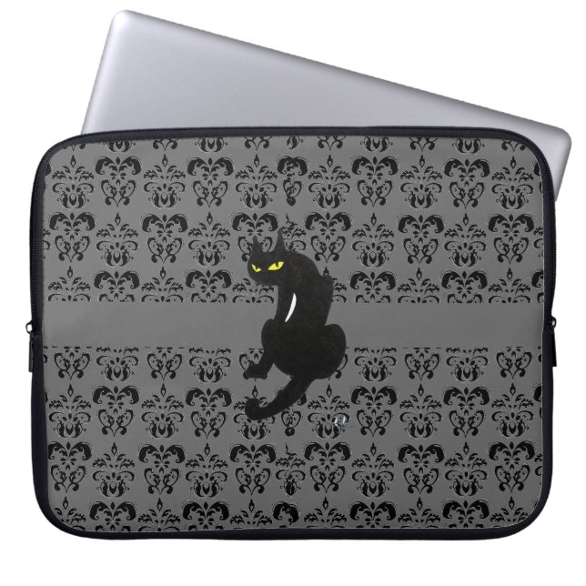 CAPA PARA NOTEBOOK CINZA NEGRA DE GATO NEGRO (Frente)