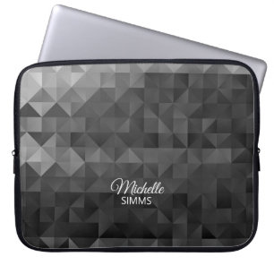 Capa Para Notebook Cinza - Padrão Geométrico Preto e Personalizaç
