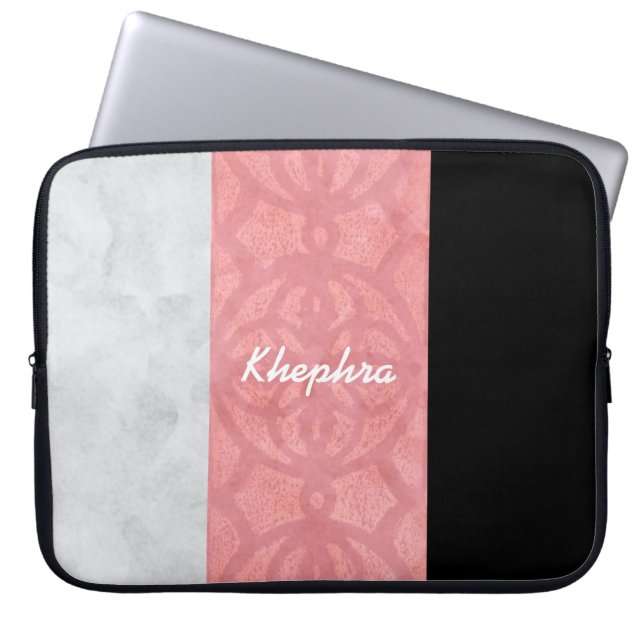 Capa Para Notebook Cinza Rosa-Rosa-Rosa-Rosa, Aquarela E Nome (Frente)