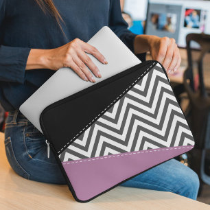 Capa Para Notebook Cinza Zigzag, Cinza Chevron, Zigzag Patterno, Roxo