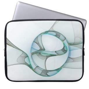 Capa Para Notebook Cinzas azuis de turquesa da arte abstrata moderna