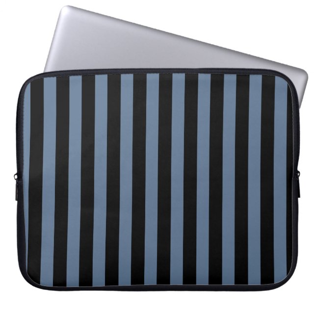Capa Para Notebook Cinzas azuis e listras pretas (Frente)
