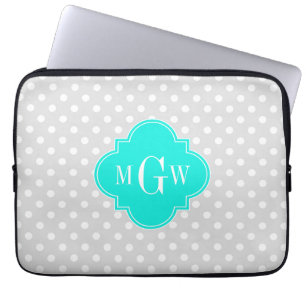 Capa Para Notebook Cinzas Brt Aqua Quatrefoil 3 Monograma