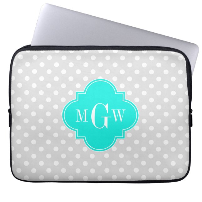 Capa Para Notebook Cinzas Brt Aqua Quatrefoil 3 Monograma (Frente)