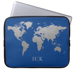 Capa Para Notebook Cinzas de Prata e Monograma do Mundo Profissional