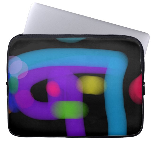 Capa Para Notebook Circuitos Digitais Abstratos em Cobalto e Violeta (Frente)
