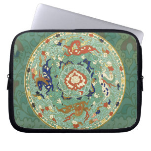 Capa Para Notebook Círculo Chinês Antigo Verde Azul