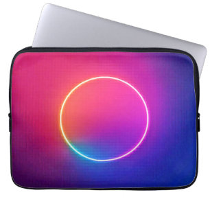 Capa Para Notebook Círculo de Brilho Neon Arte Abstrata