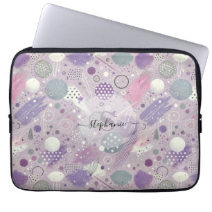 Capa Para Notebook Círculos abstrato púrpura com acentos de tiras de