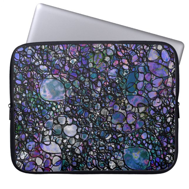 Capa Para Notebook Círculos Abstratos Desenhados à Mão, Azul, Roxo, P (Frente)