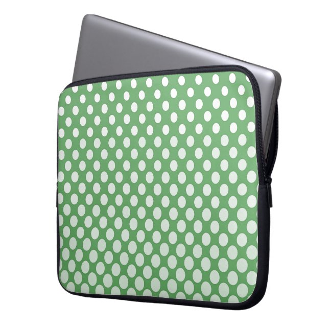 Capa Para Notebook Círculos brancos em cascata sobre verde lima (Frente Esquerda)