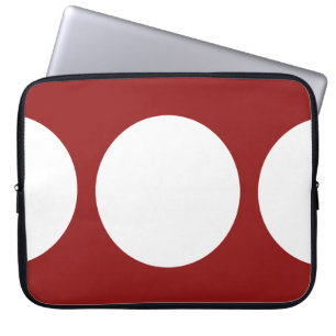 Capa Para Notebook Círculos brancos na Bolsa de laptop vermelha