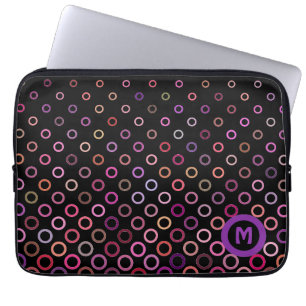 Capa Para Notebook Círculos Coloridos da Moda com Monograma em Preto
