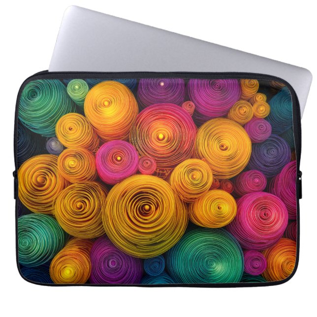 Capa Para Notebook Círculos concêntricos multicoloridos textura abstr (Frente)