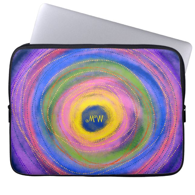 Capa Para Notebook Círculos de Mandala Coloridos Vibrantes Personaliz (Frente)