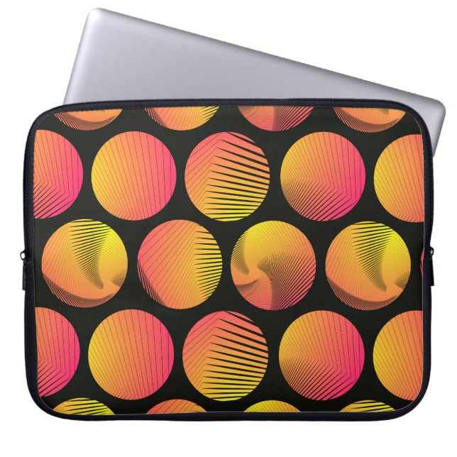 Capa Para Notebook círculos gráficos padrão uniforme em fogo laranja  (Frente)