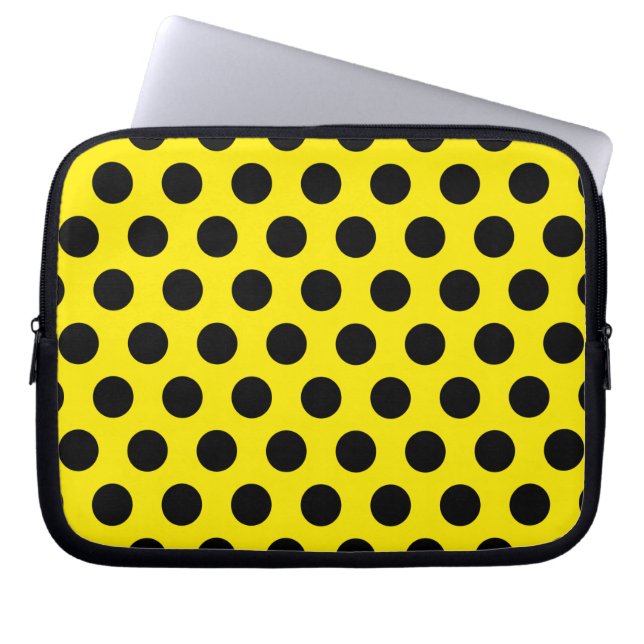 Capa Para Notebook Círculos Pretos no Fundo Amarelo (Frente)