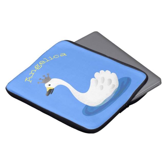 Capa Para Notebook Cisne branco bonito com desenho animado (Frente Topo)
