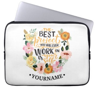 Capa Para Notebook Citação de Motivação de Inspiração Floral Elegante