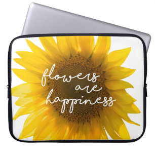 Capa Para Notebook Citação do girassol "flores são felicidade"