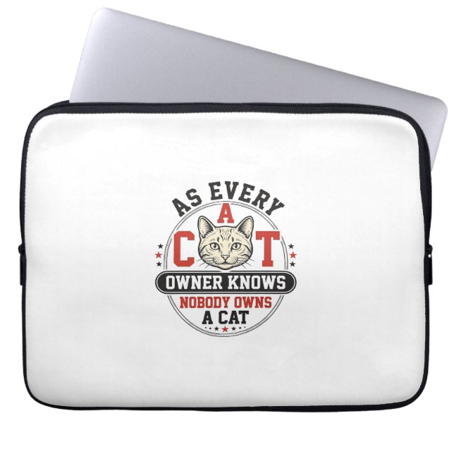Capa Para Notebook Citação engraçada de dono de gato, design de gravu (Frente)