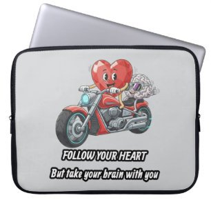 Capa Para Notebook Citação engraçada de motoqueiro coração siga seu c