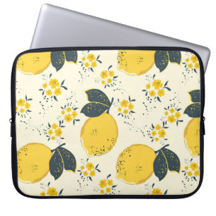 Capa Para Notebook Citros coloridos, padrão de flor de limão.