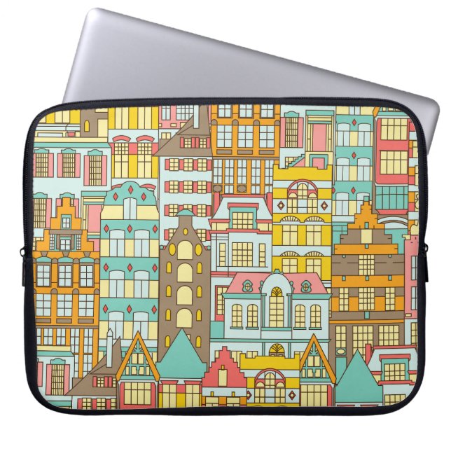 Capa Para Notebook City Panorama Sketch: Casas Sem Olho. (Frente)