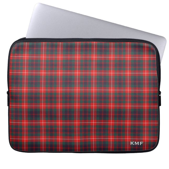 Capa Para Notebook Clan Fraser de Lovat Tartan Red Xadrez Monogrammed (Frente)