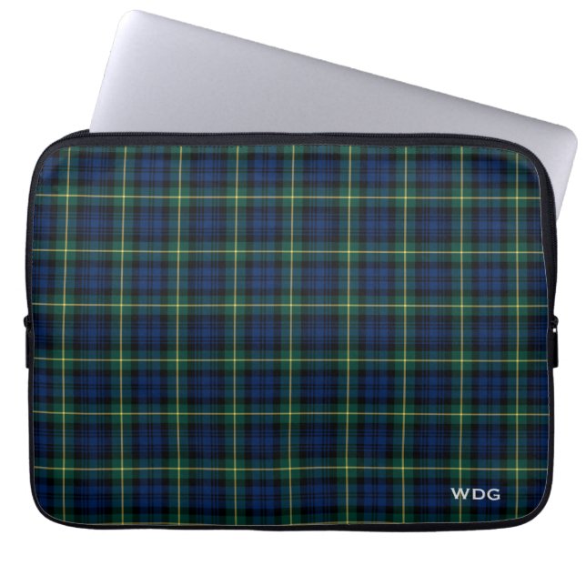 Capa Para Notebook Clan Gordon Tartan Blue Xadrez Monogrammed (Frente)