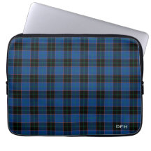 Clan Hume Tartan Blue e Black Xadrez Monograma