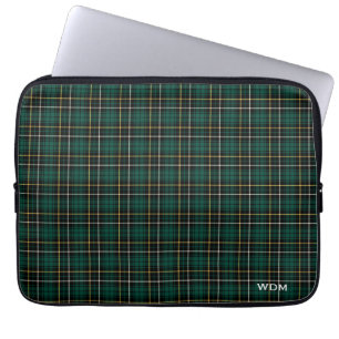 Capa Para Notebook Clan MacAlpine Tartan Xadrez Verde Escuro Monogram