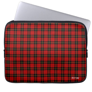 Capa Para Notebook Clan Wallace Tartan Red e Black Xadrez Monograma