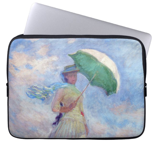 Capa Para Notebook Claude Monet - Mulher com Guarda-Sol virada para a (Frente)