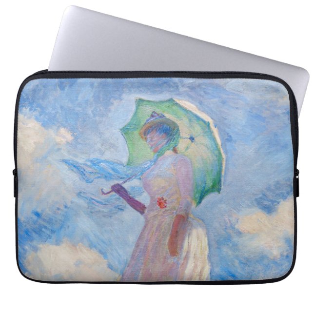 Capa Para Notebook Claude Monet - Mulher com Guarda-Sol virada para a (Frente)