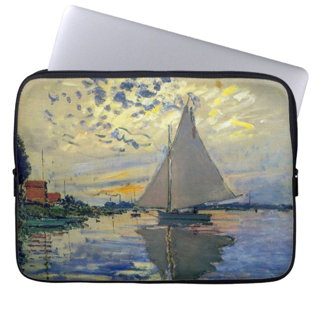 Capa Para Notebook Claude Monet - Navio de vela no Le Petit-Gennevill (Frente)