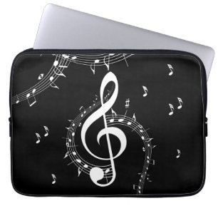 Capa Para Notebook Clima G Clef White Music on Black 