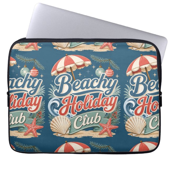 Capa Para Notebook Clube de Férias Praiano Natal Retrô Costeiro (Frente)