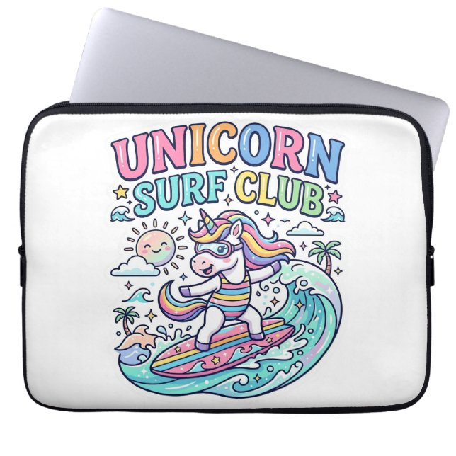 Capa Para Notebook Clube de Surf Unicórnio (Frente)