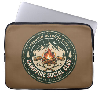 Capa Para Notebook Clube Social da Fogueira Retro Montanha Insígnia a