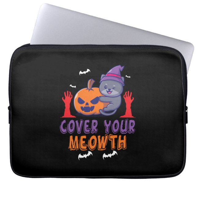 Capa Para Notebook Cobrir de Halloween Seu Aniversário de Meowday (Frente)
