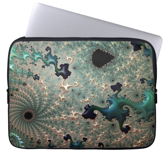 Capa Para Notebook Cobrir de Laptop Emerald e Dourado Mandelbrot (Frente)