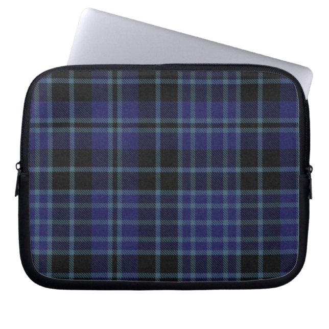 Capa Para Notebook Cobrir de Xadrez azul e preto do Tartan (Frente)