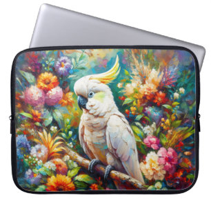 Capa Para Notebook Cockatoo com Flores Coloridas