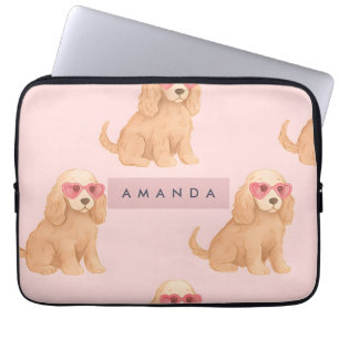 Capa Para Notebook Cocker Spaniel Personalizado com Óculos